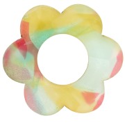 Pendente forma di fiore in acrilico da 18 mm - Rosso tartaruga - Blu x1