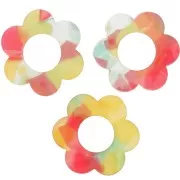 Pendente forma di fiore in acrilico da 18 mm - Rosso tartaruga - Blu x1