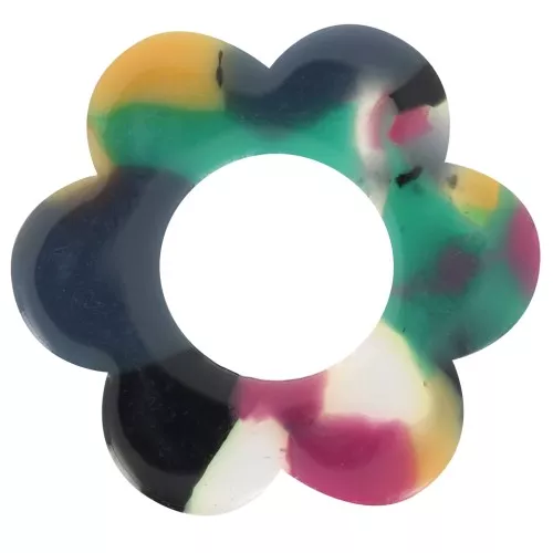 Pendente forma di fiore in acetato da 18 mm - Verde tartaruga - Fucsia x1
