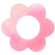 Pendente a forma di fiore in acrilico da 18 mm - Brillantini rosa x1