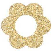Pendente fiore in acrilico da 18 mm - Glitter oro x1