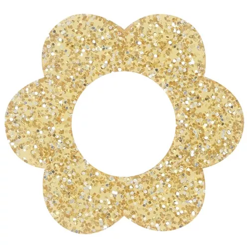 Pendente fiore in acrilico da 18 mm - Glitter oro x1