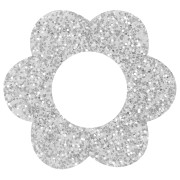 Pendente forma di fiore in acrilico da 18 mm - Glitter argento x1