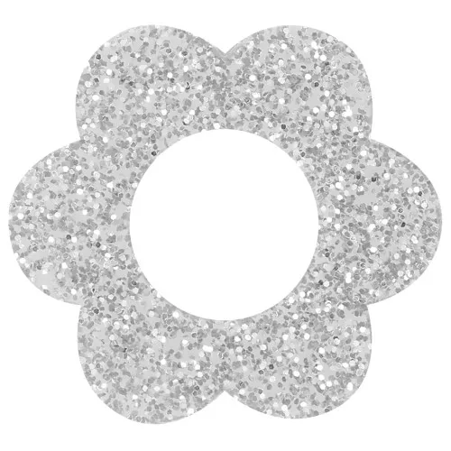 Pendente forma di fiore in acrilico da 18 mm - Glitter argento x1