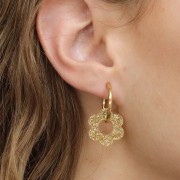 Pendente forma di fiore in acrilico da 18 mm - Glitter argento x1