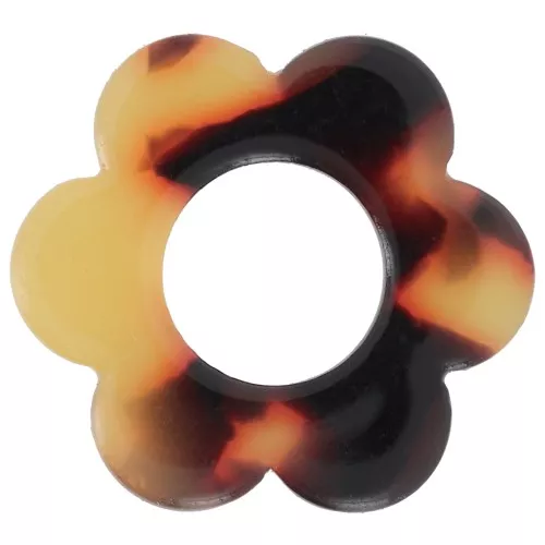 Pendente fiore in acetato da 18 mm - Tartaruga - Marrone - Nero x1