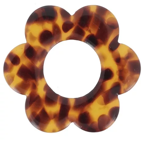 Pendente forma di fiore in acetato da 18 mm - Terrazzo Brown - Nero x1