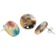 Orecchini tondi in acetato da 15 mm - Tartaruga Multicolore x2