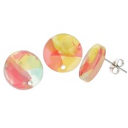 Orecchini tondi in acrilico da 15 mm - Tartaruga rossa - Blu x2