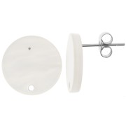 Orecchini tondi in acrilico da 15 mm - Bianco perlato x2|raw }}