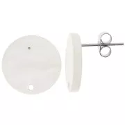 Orecchini tondi in acrilico da 15 mm - Bianco perlato x2