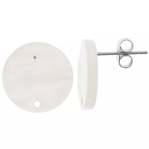 Orecchini tondi in acrilico da 15 mm - Bianco perlato x2