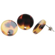 Orecchini tondi di acetato da 15 mm - Tartaruga - Marrone - Nero x2