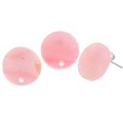 Orecchini tondi in acrilico da 15 mm - Brillantini rosa x2