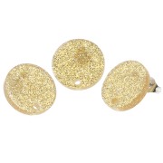 Orecchini tondi in acrilico da 15 mm - Brillantini d'oro x2