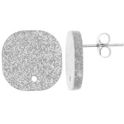 Orecchini quadrati arrotondati in acrilico 15 mm - Glitter argento x2
