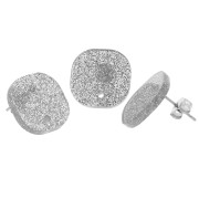 Orecchini quadrati arrotondati in acrilico 15 mm - Glitter argento x2