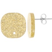 Orecchini quadrati arrotondati in acrilico 15 mm - Glitter oro x2|raw }}