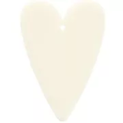 Pendente a cuore in acrilico 34x24 mm - Ecrù x1