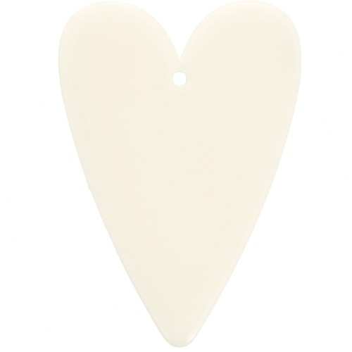 Pendente a cuore in acrilico 34x24 mm - Ecrù x1