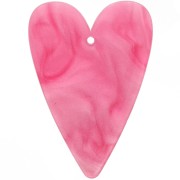 Pendente a cuore in acrilico 34x24 mm - Perla rosa x1|raw }}