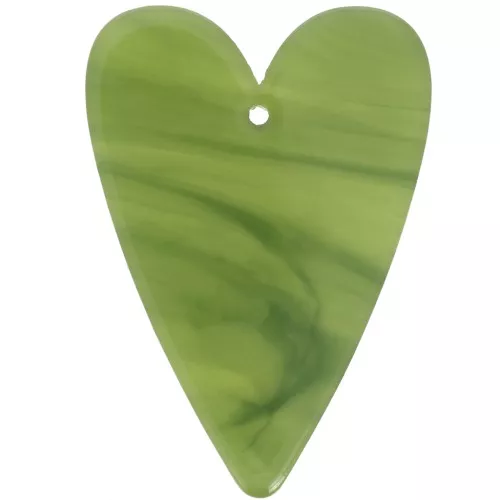 Pendente a cuore in acetato trasparente 34x24 mm - Marmo d'oliva x1