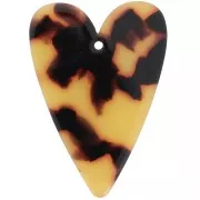Pendenti - Abbellimenti - Pendentif coeur 34x24 mm en acétate - Ecaille de tortue - Marron - Noir x1 Pendentif coeur 34x24 mm en acétate - Ecaille de tortue - Marron - Noir x1