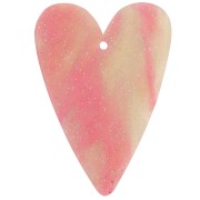Pendente a cuore in acrilico 34x24 mm - Brillantini rosa x1|raw }}
