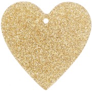 Pendente cuore in acrilico 31x32 mm - Glitter dorato x1