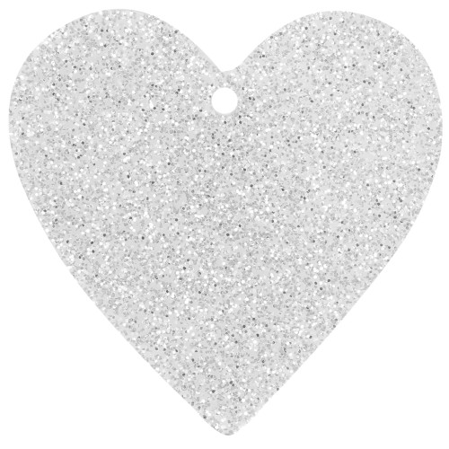 Pendente forma di cuore in acrilico 31x32 mm - Glitter argento x1