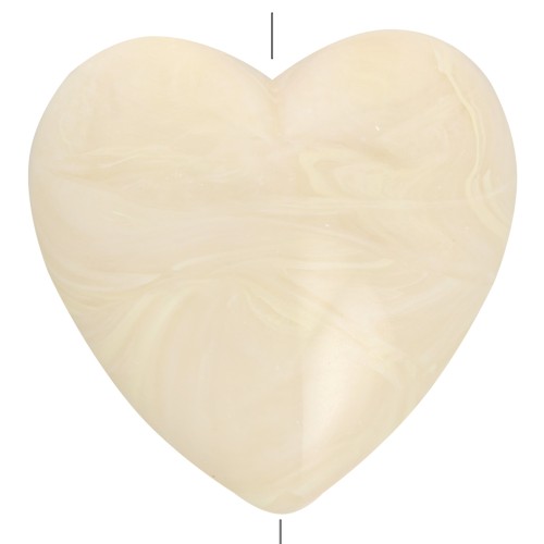 Perlina cuore in resina opaca 17x18 mm - Crema marmorizzata x1