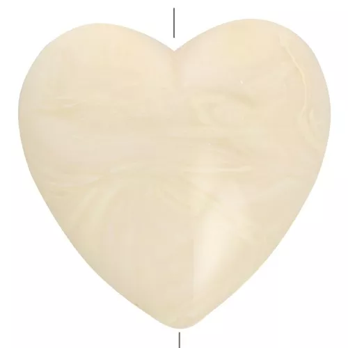 Perlina cuore in resina opaca 17x18 mm - Crema marmorizzata x1