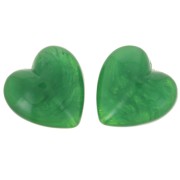 Perla cuore in resina opaca 17x18 mm - Verde marmorizzato x1