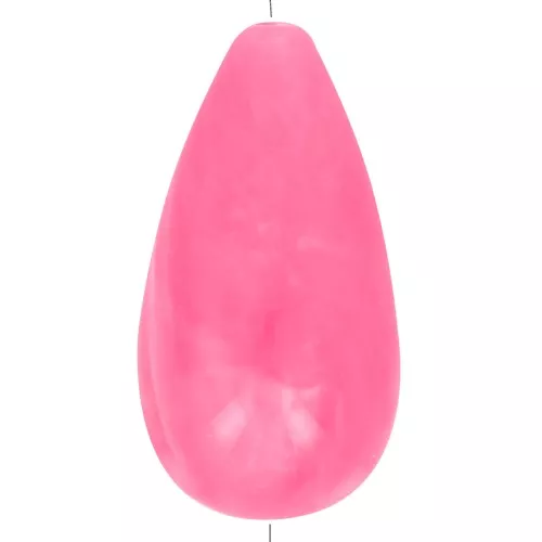 Perla in resina 26x14 mm - Rosa brillante marmorizzato x1