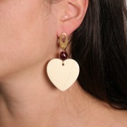 Pendente a forma di cuore in resina traslucida 36x36,5 mm - Lichene marmorizzato x1