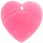 Pendente cuore in resina opaca 36x36,5 mm - Rosa vivo marmorizzato x1