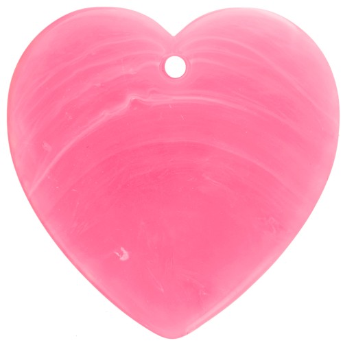 Pendente cuore in resina opaca 36x36,5 mm - Rosa vivo marmorizzato x1
