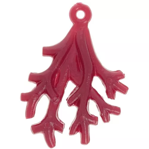 Pendente in corallo in resina opaca 31x23 mm - Rosso brillante x1