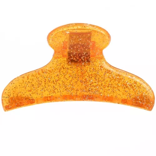 Fermaglio per capelli in acrilico trasparente 42x79 mm - Glitter arancione x 1