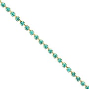 Catena in ottone con strass in cristallo tagliato da 2,10 mm - Dorato - Zircone blu x 50 cm