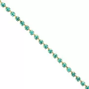 Catena in ottone con strass in cristallo tagliato da 2,10 mm - Dorato - Zircone blu x 50 cm