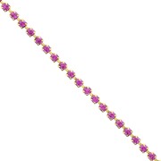 Catena in ottone con strass in cristallo tagliato da 2,10 mm - Dorato - Fucsia x 50 cm