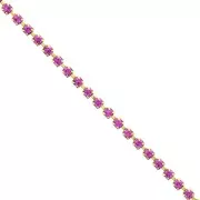 Catena in ottone con strass in cristallo tagliato da 2,10 mm - Dorato - Fucsia x 50 cm