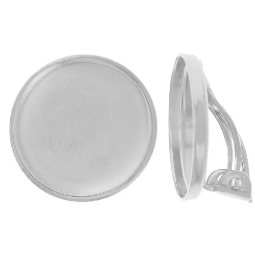 Orecchini a clip per cabochon 15 mm Argento x2
