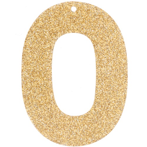 Ciondolo ovale incavato in acrilico 47x34 mm - Glitter dorato x1