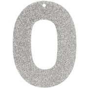 Ciondolo ovale incavato in acrilico 47x34 mm - Glitter argento x1