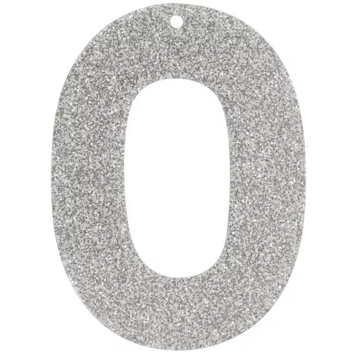 Ciondolo ovale incavato in acrilico 47x34 mm - Glitter argento x1