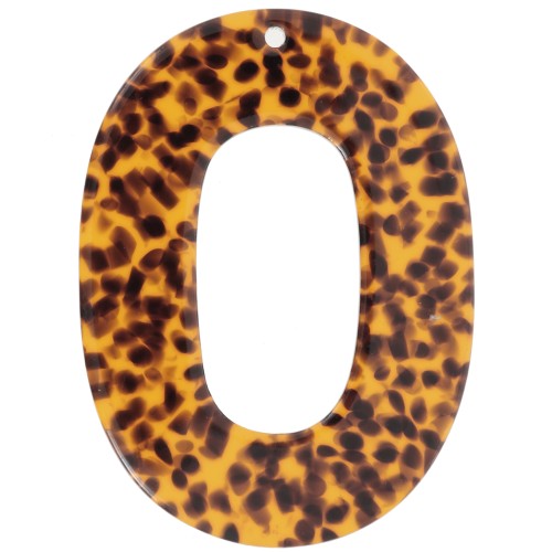 Ciondolo ovale cavo in acetato 47x34 mm - Terrazzo Brown - Nero x1