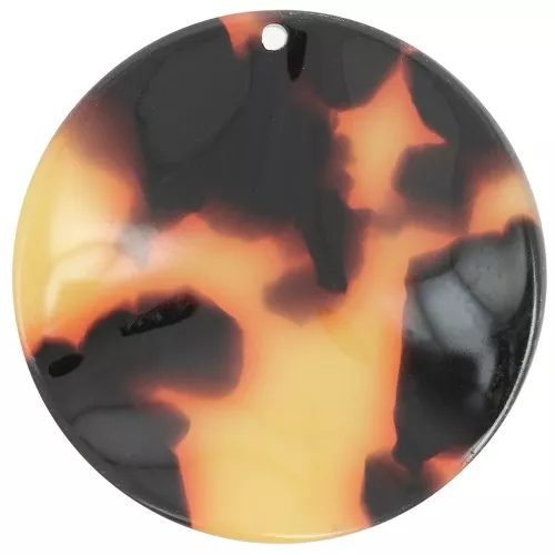 Pendente rotondo ondulato in acetato 34 mm - Tartaruga - Marrone - Nero x1