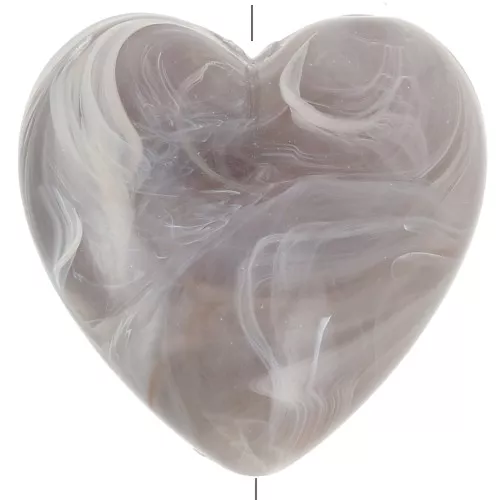 Perlina cuore in resina opaca 17x18 mm - Grigio marmorizzato x1